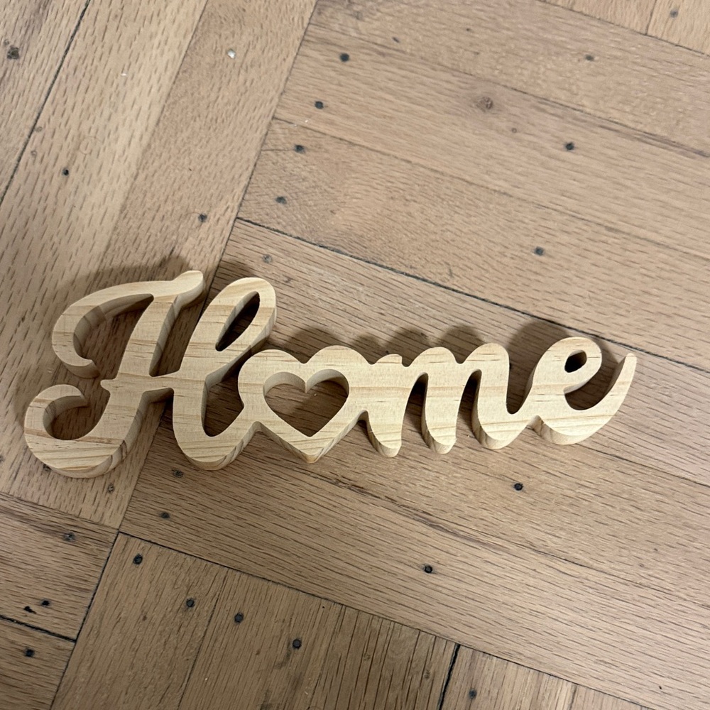 Natural Wood "Home" Script Wall Decor
